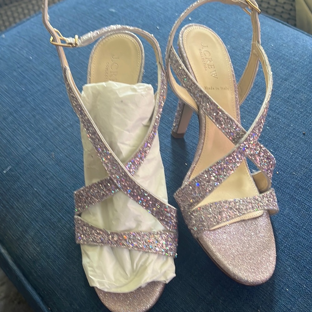 J crew collection glitter heels